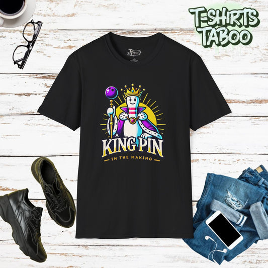 A image of T-shirts Taboo's "Kingpin in the making" bowling shirts