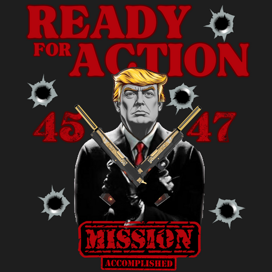 Trump shirts - ready for action. 45 47 t shirt design featuring trump as a classic video game