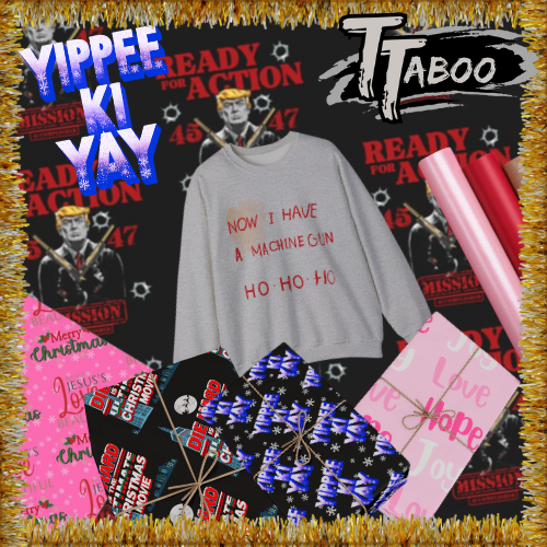 Our Christmas wrapping paper collection! Whether you're searching for pink Christmas wrapping paper rolls or action-hero with our Die Hard wrapping paper and Die hard Chrismas Jumpers Featuring the iconic “Yippee Ki Yay” 