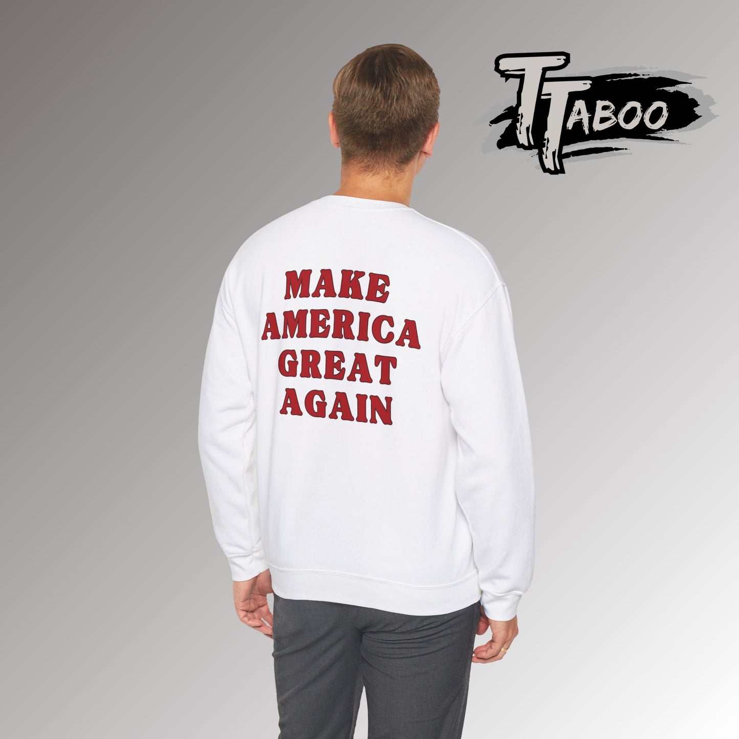 Celebrate record breaking returns with our clever political memorabilia 4547 Trump Sweatshirts with Donald Trump as the iconic Agent 47 holding duel Colt 45's Shop Now