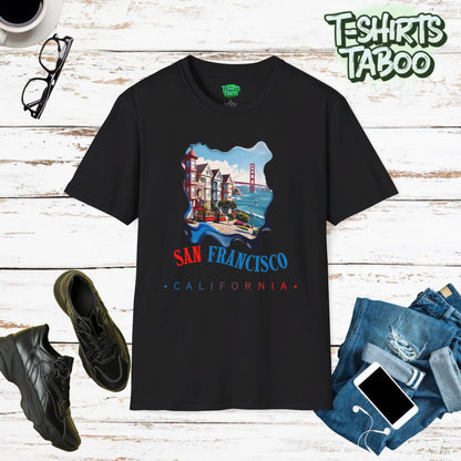 San Francisco Shirt California,  Show off your love for the iconic city of San Francisco. This stylish graphic t-shirt! Features a design of the Golden Gate Bridge. 