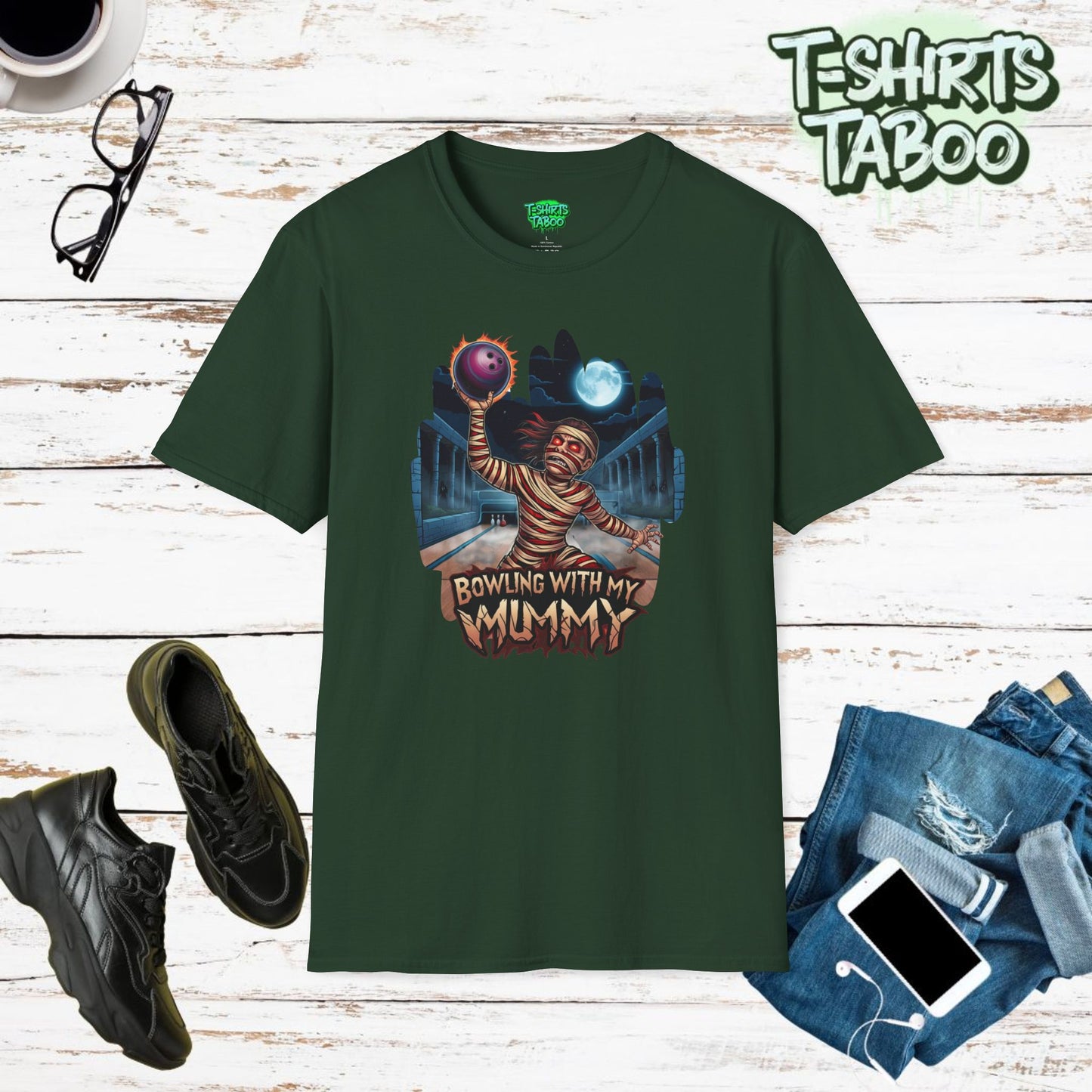 Bowling with my Mummy - Halloween Shirts: Unleash your love for bowling shirts and horror tshirts with the Bowling with my Mummy, perfect spooky season graphic shirt