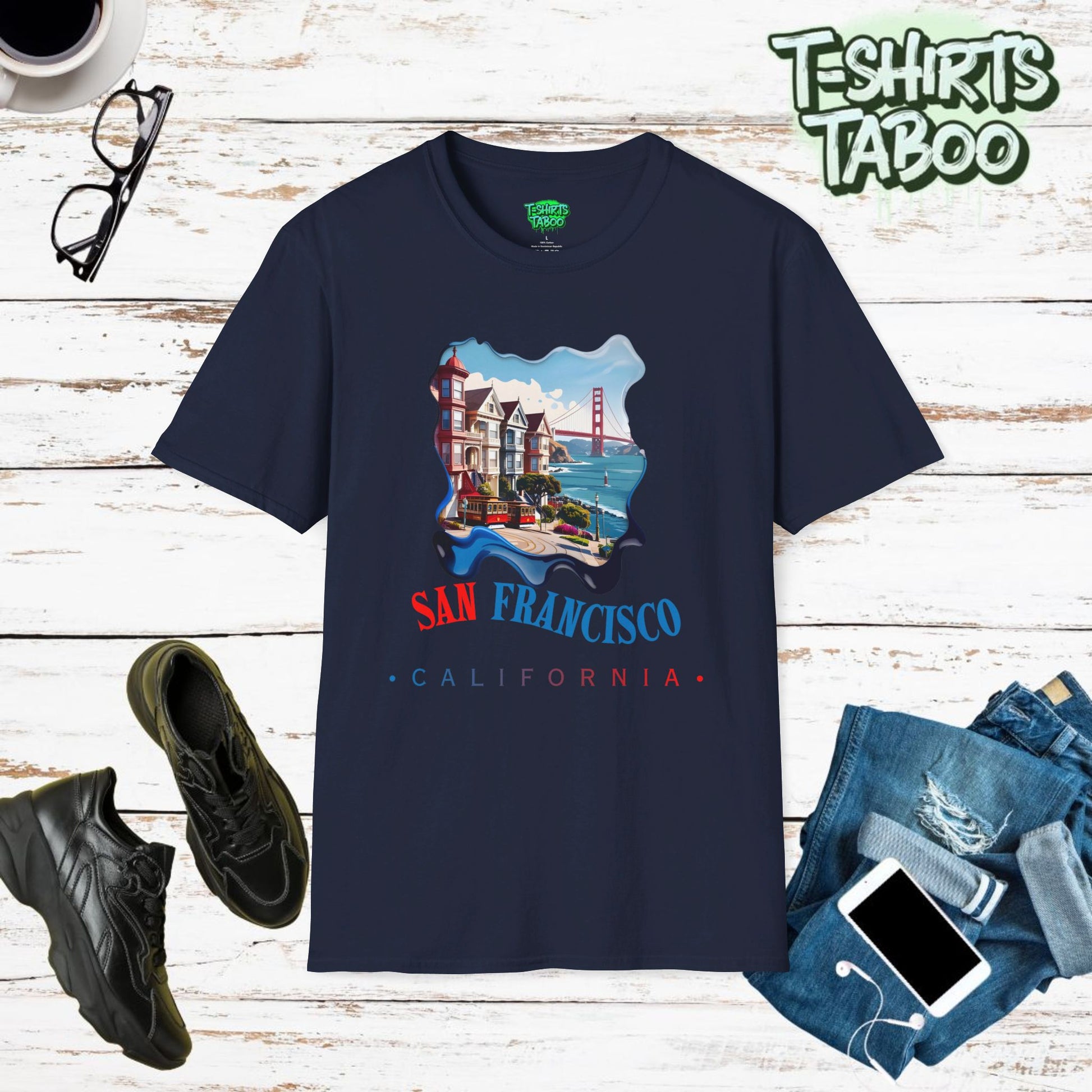 San Francisco Shirt California,  Show off your love for the iconic city of San Francisco. This stylish graphic t-shirt! Features a design of the Golden Gate Bridge. 