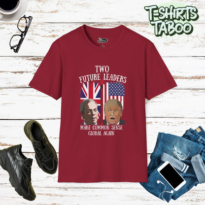 This powerful double-sided political statement t-shirt features thought-provoking messages on front and back. Our Trump shirts combines British and American politics