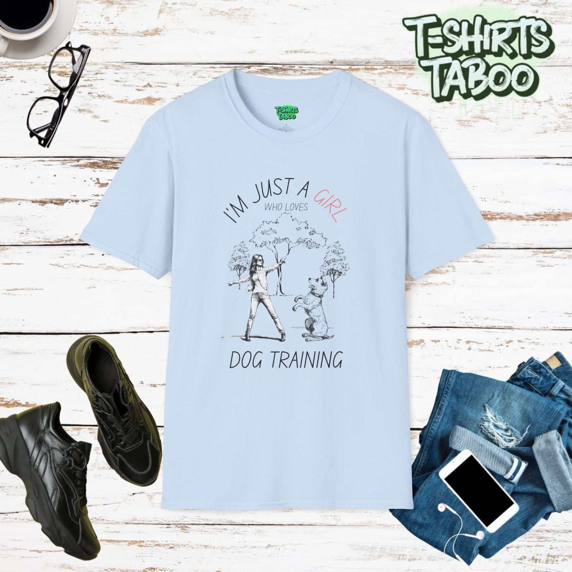 Show your love for dog training with our "I'm Just a Girl Who Loves Dog Training" tee. Ideal for passionate trainers who want to wear their love proudly.