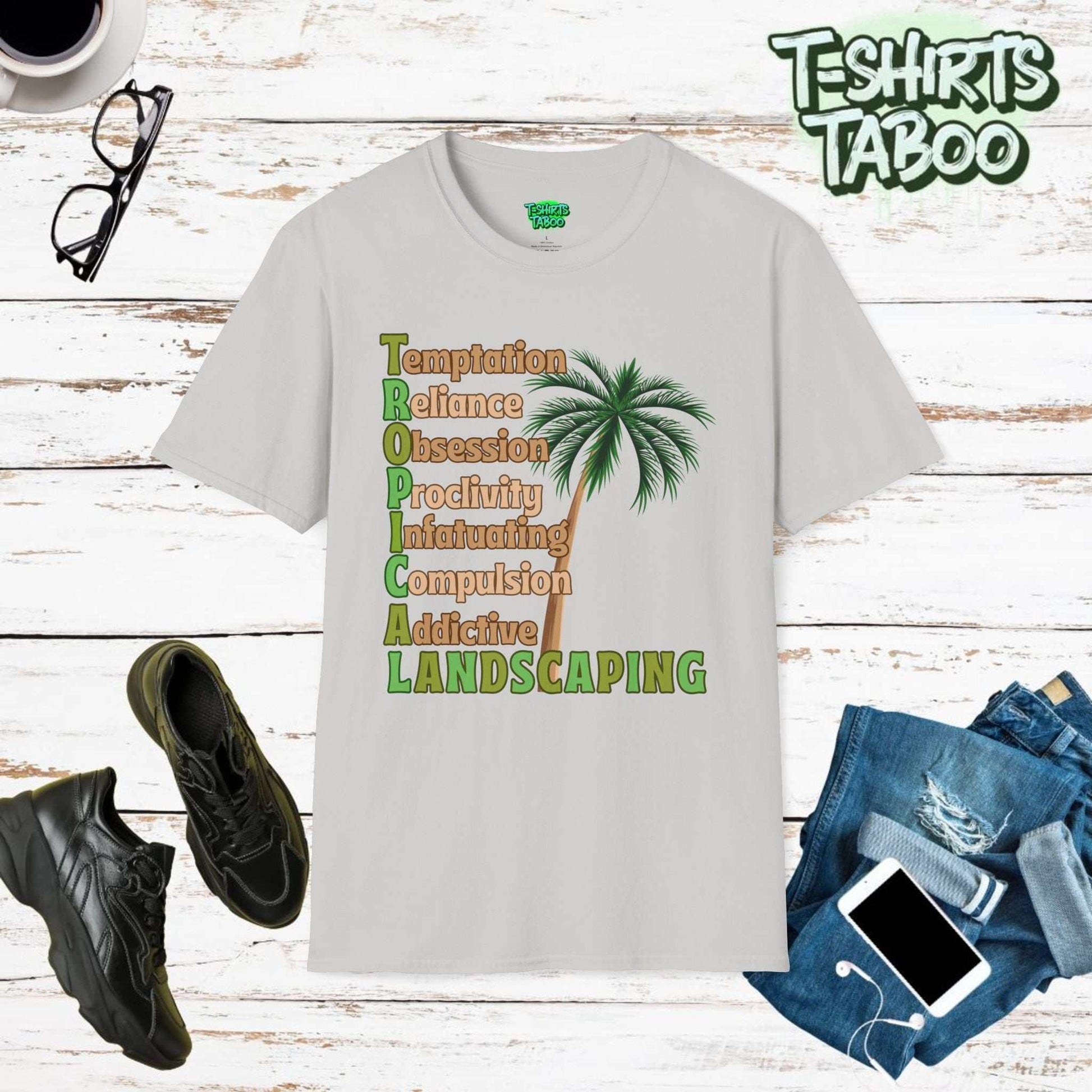 Stay cool and carry on with Tropical Landscaping tee, designed for those who love a touch of tropical paradise gardens. Ideal for Palm tree Lovers and all gardeners.