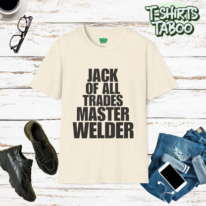 Show pride in your welding skills with our 'Jack of All Trades, Master Welder' tee. Exacting design for those who excel in the trade. Perfect for hardworking welders