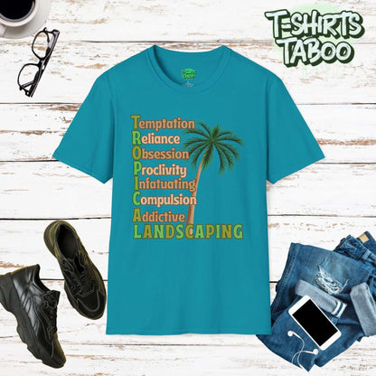 Stay cool and carry on with Tropical Landscaping tee, designed for those who love a touch of tropical paradise gardens. Ideal for Palm tree Lovers and all gardeners.