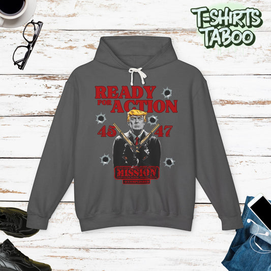 Celebrate the greatest comeback with our clever political memorabilia  Trump 4547 hoodies, with Donald Trump as the iconic Agent 47 holding duel Colt 45's Shop Now