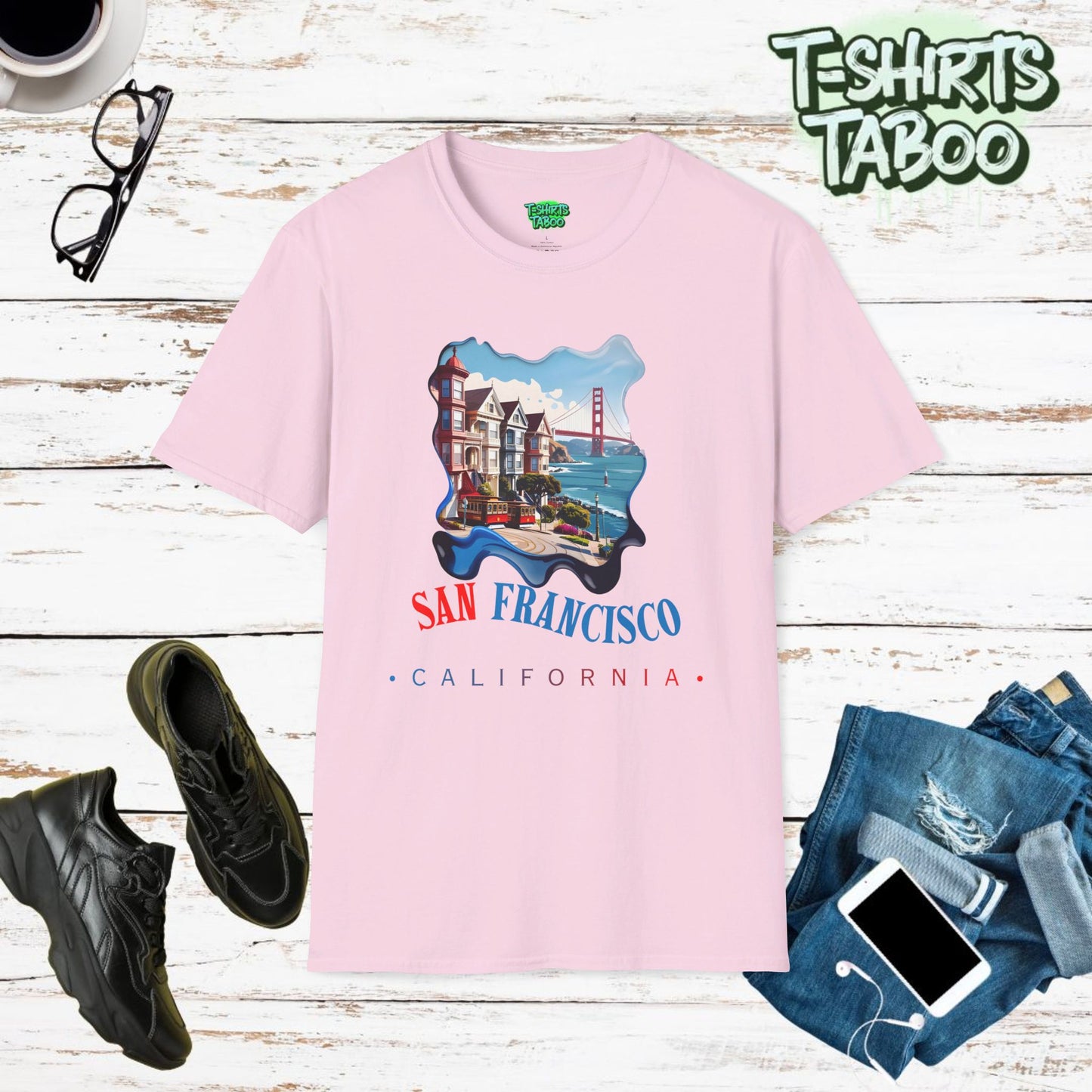 San Francisco Shirt California,  Show off your love for the iconic city of San Francisco. This stylish graphic t-shirt! Features a design of the Golden Gate Bridge. 