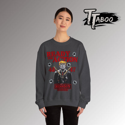 Celebrate record breaking returns with our clever political memorabilia 4547 Trump Sweatshirts with Donald Trump as the iconic Agent 47 holding duel Colt 45's Shop Now