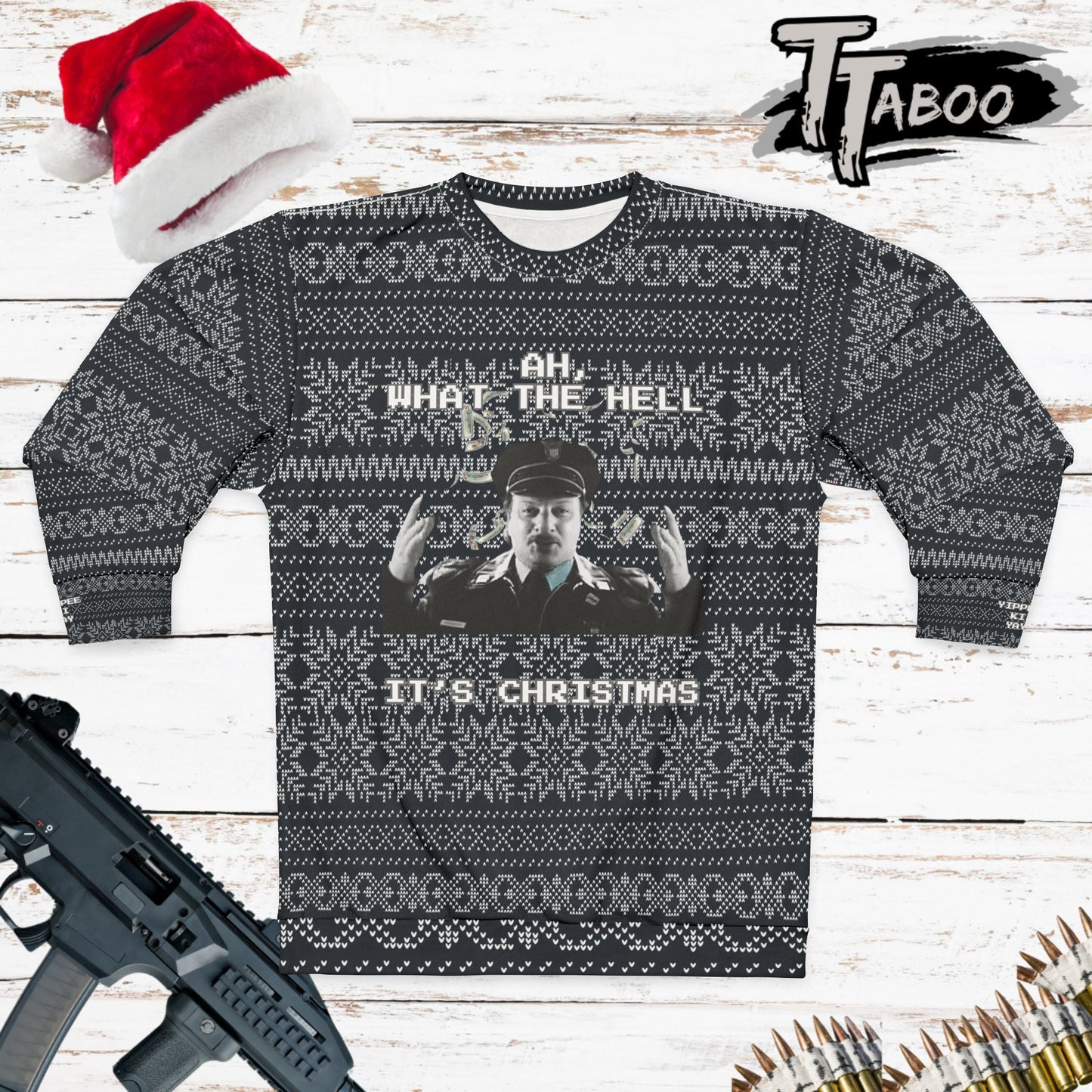 Our Die Hard Ugly Christmas sweater or Die Hard Christmas Jumper offers a alternative to the ho ho ho now i have a machine gun sweaters that are avalalible on the market. is the ultimate conversation starter