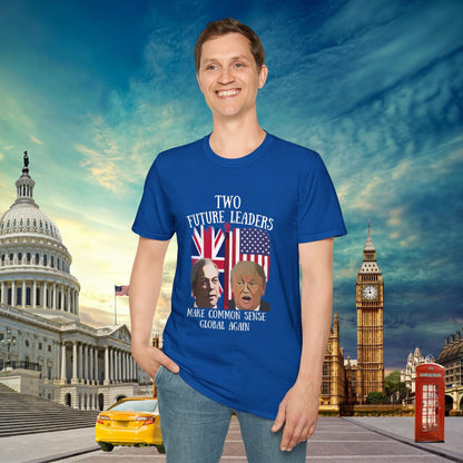 This powerful double-sided political statement t-shirt features thought-provoking messages on front and back. Our Trump shirts combines British and American politics