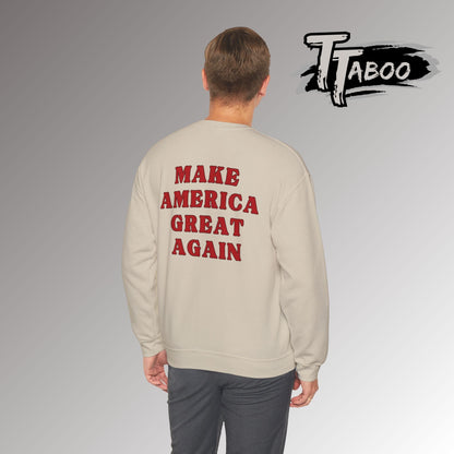 Celebrate record breaking returns with our clever political memorabilia 4547 Trump Sweatshirts with Donald Trump as the iconic Agent 47 holding duel Colt 45's Shop Now