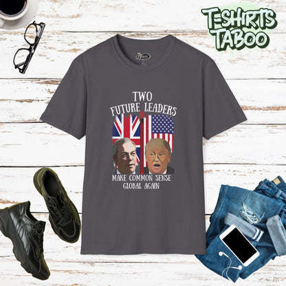 This powerful double-sided political statement t-shirt features thought-provoking messages on front and back. Our Trump shirts combines British and American politics