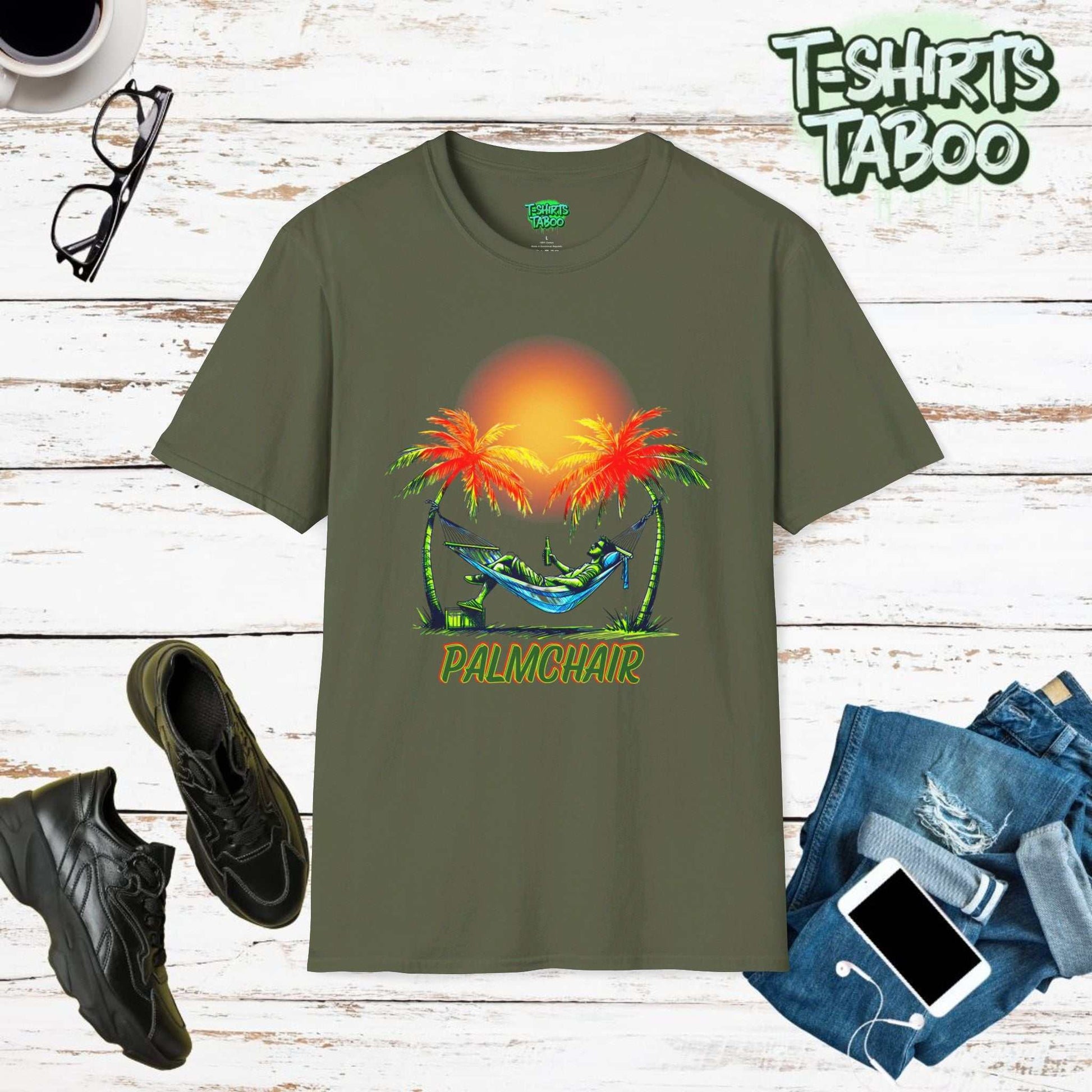 PalmChair, Embrace the ultimate chill vibe with tropical Palmchair T-Shirt, perfect for those who live for lazy days and stunning tropical sunsets or for a  gardener