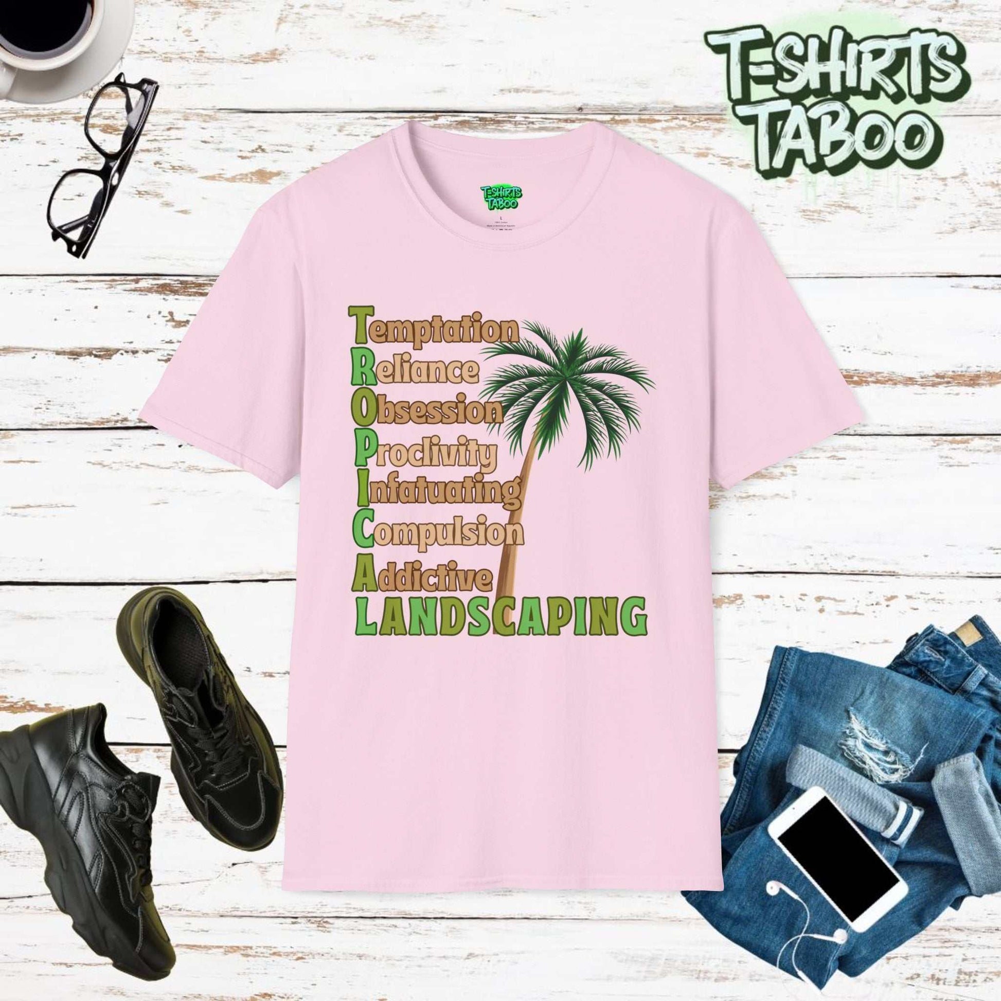 Stay cool and carry on with Tropical Landscaping tee, designed for those who love a touch of tropical paradise gardens. Ideal for Palm tree Lovers and all gardeners.