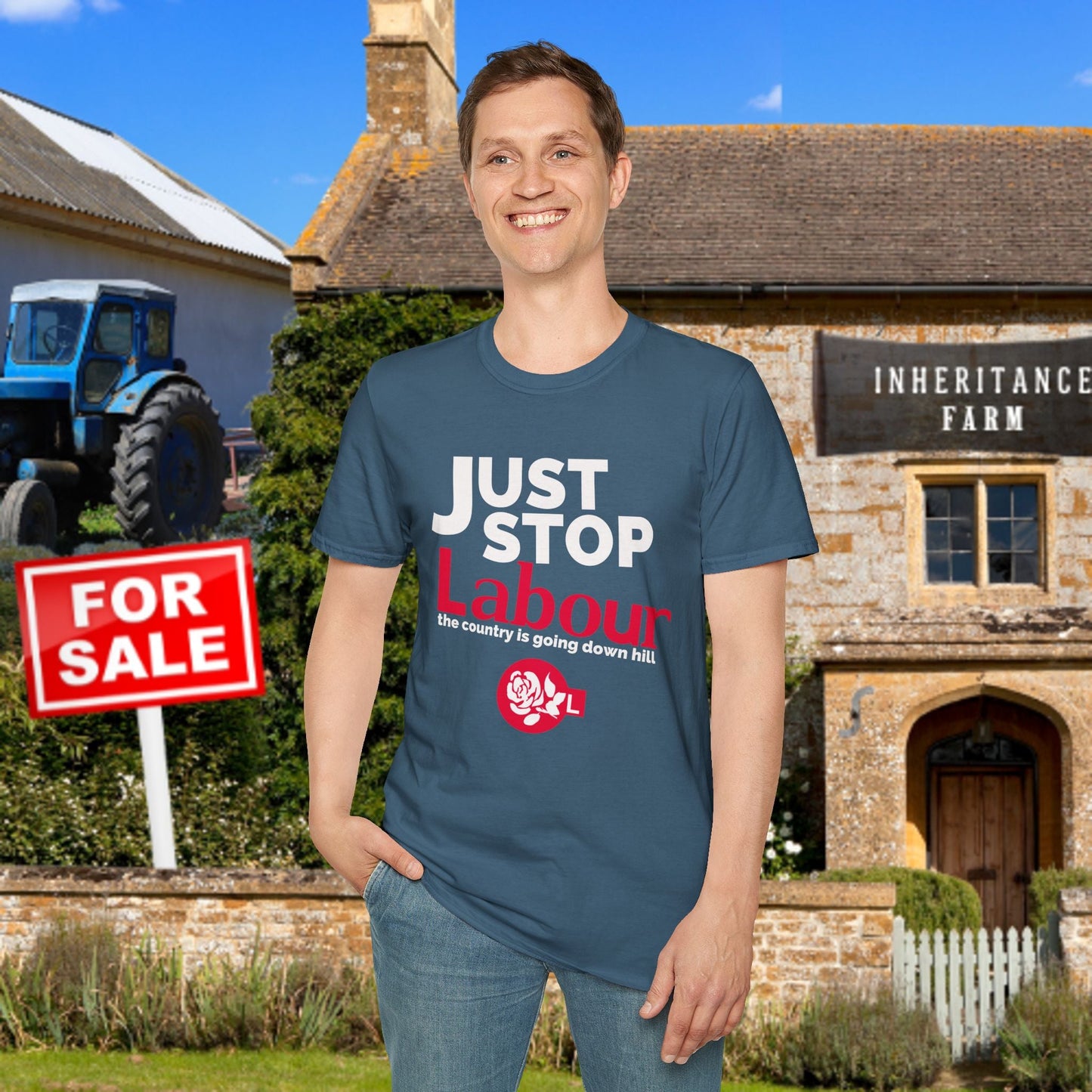 Farmers Protest - UK labour party inheritance tax! show your support with the Just Stop Labour T-shirt. Nigel Farage Reform UK is needed now! Get Labour out of powe