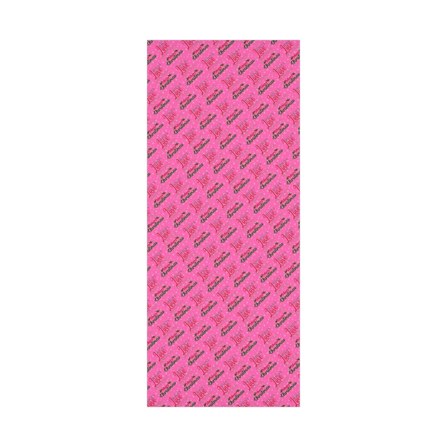 Make your holiday season sparkle with this vibrant pink Christmas wrapping paper roll! With festive words "Jesus's Love is Beautiful Merry Christmas Merry Christmas" Avalilable in 3 sizes - 30 x 20 inch 30 x 72 inch and 30 x 144 inch