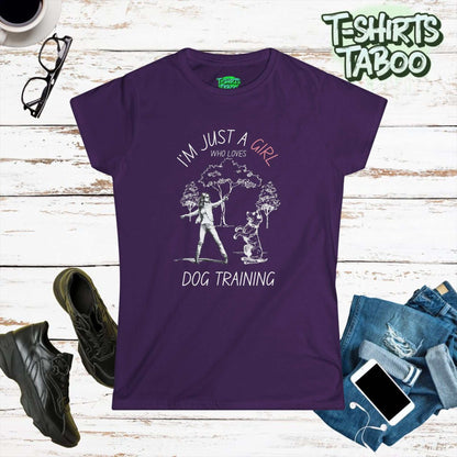 Show your passion with our 'Just a Girl Who Loves Dog Training' tee. Ideal for dog trainers and enthusiasts who adore their furry friends Perfect gift for Dog Lovers