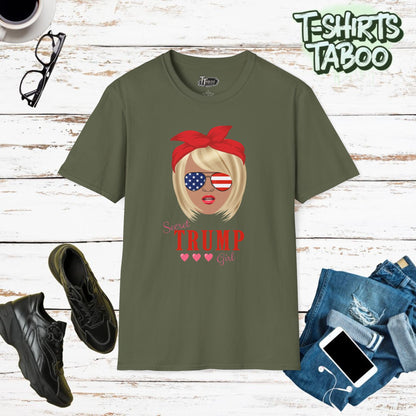 Secret Trump Girl, show off your unique style and patriotism with the Secret Trump Girl t-shirt! Featuring a trendy design with leopard print details, this s