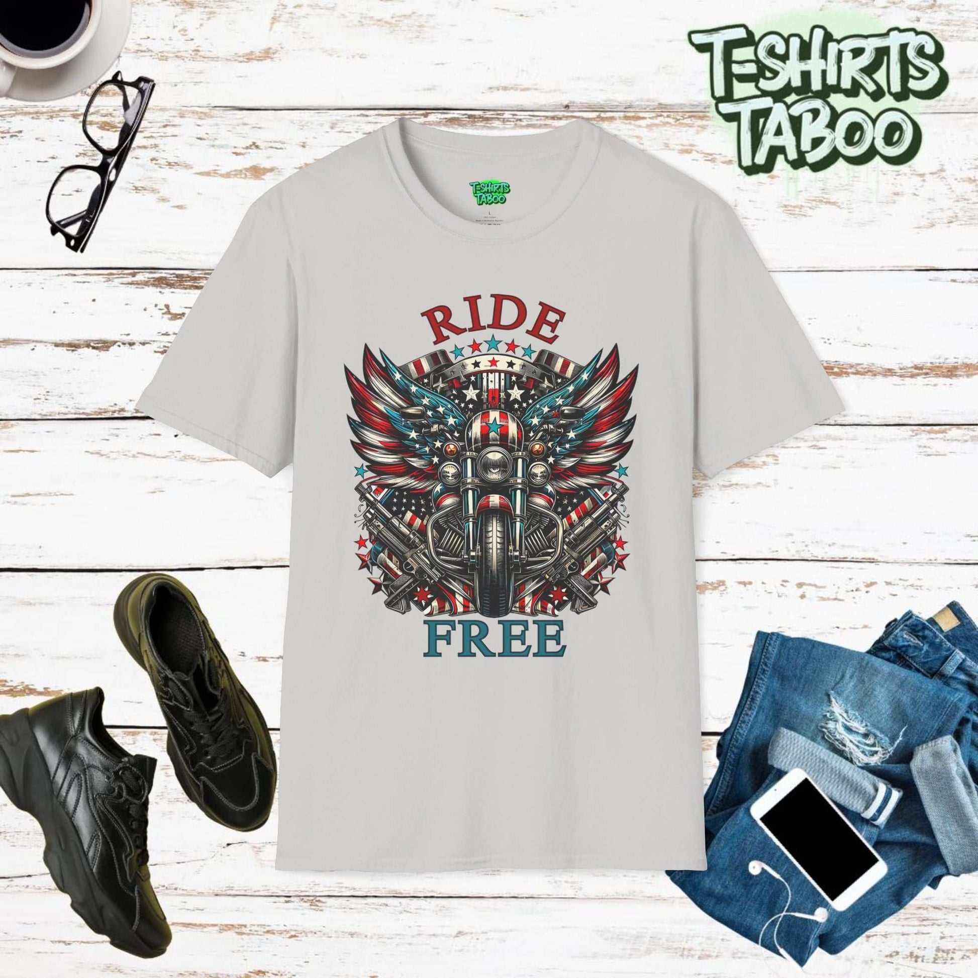 Express your love for freedom with our Ride Free Independence Day T-Shirt. This unique design captures the spirit of independence. Perfect for patriotic celebrations