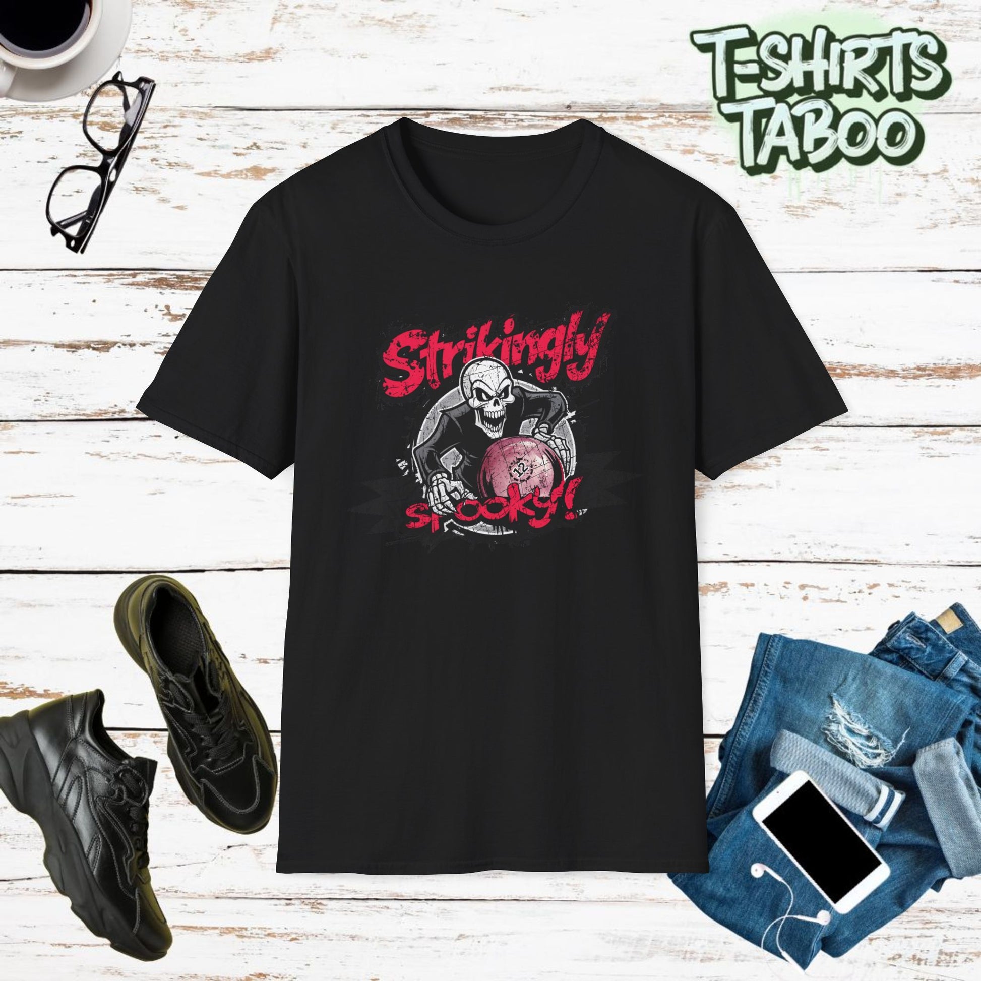 Bowling Shirt| Halloween Shirts Add a touch of spooky fun to your wardrobe with our "Strikingly Spooky" Skeleton Halloween Shirts. Perfect  tee for the spooky season