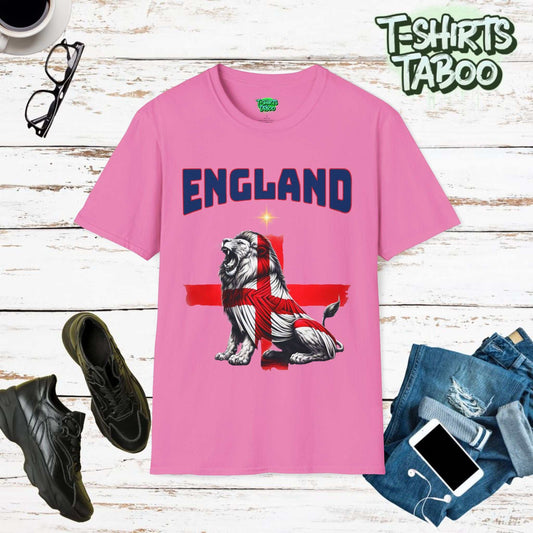 Roaring Lion Unique England Football Supporters Union Jack Flag Tshirtis a unique football t-shirt that is ideal for any England national football supporter and fans