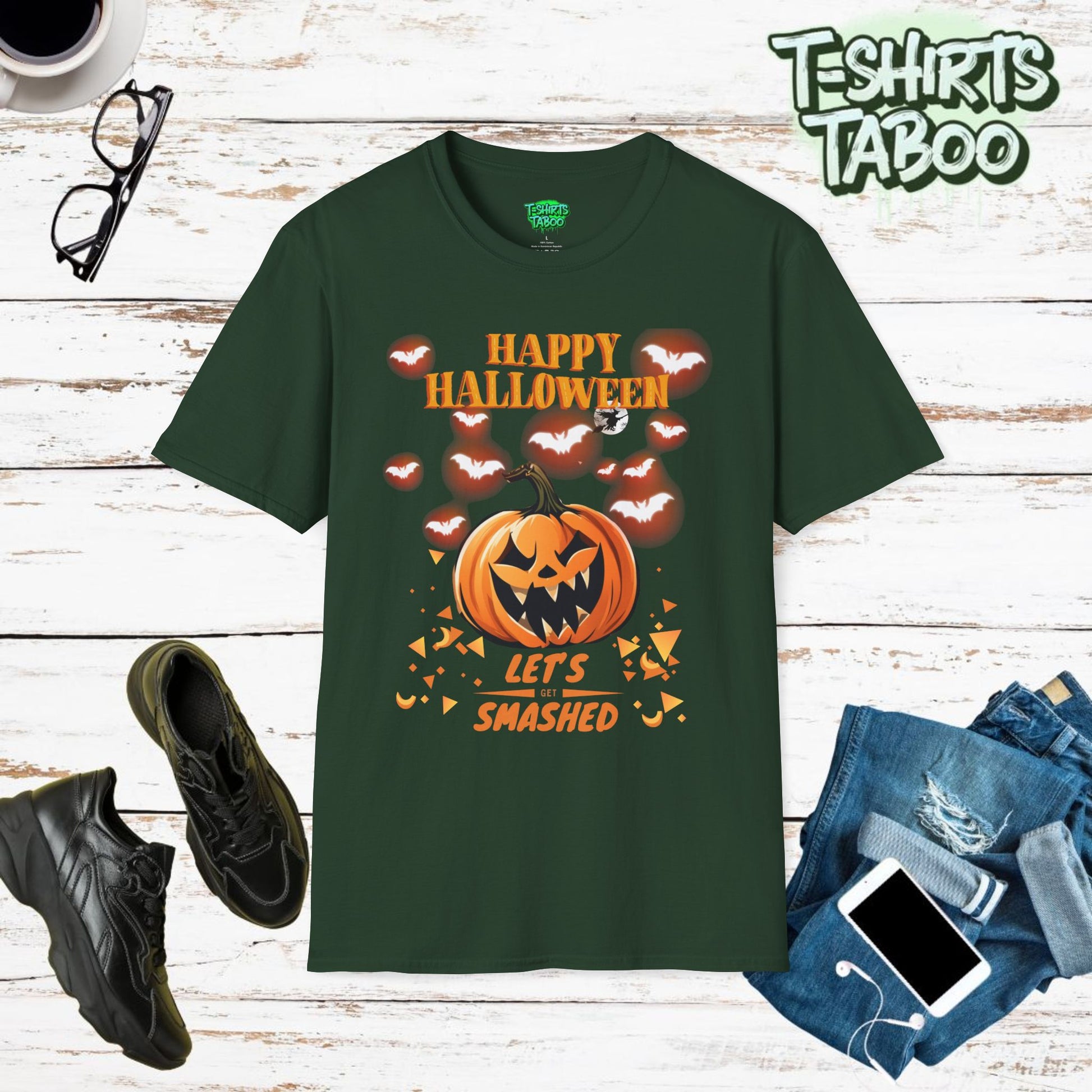 Halloween Shirts Let's Get Smashed Get ready to smash the Halloween party scene with our "Happy Halloween Let's Get Smashed" Pumpkin T-Shirt! Spooky yet funny design