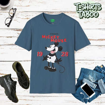 Celebrate Mickey Mouse debut almost 100 years ago with our Steamboat Willie 1928 tee. Vintage design, comfortable, and ethically made for all Mickey fans old and new