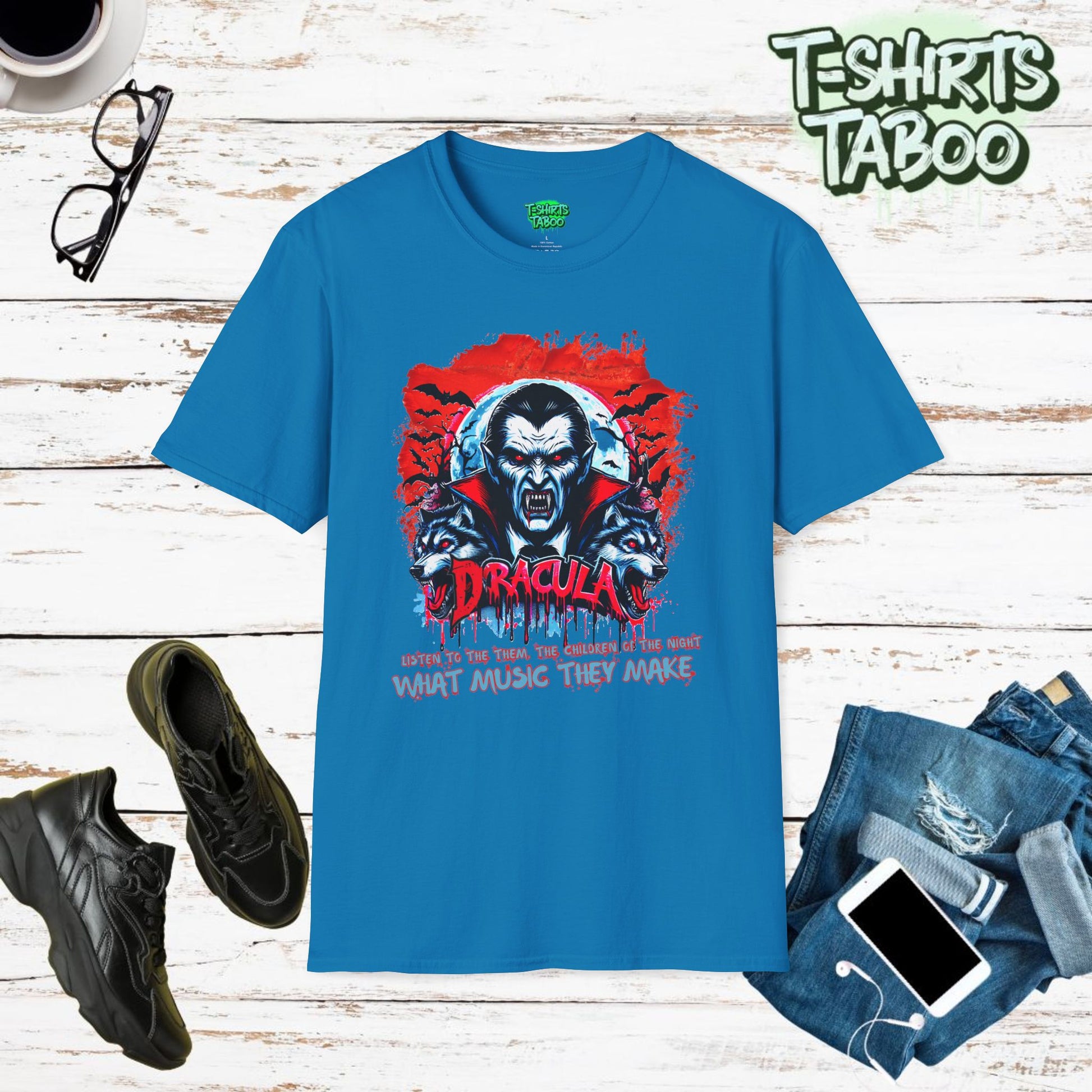 Unleash your inner creature of the night with these bold and eye-catching Dracula-themed Halloween shirts. Featuring the iconic quote "Listen to Them, the Children o