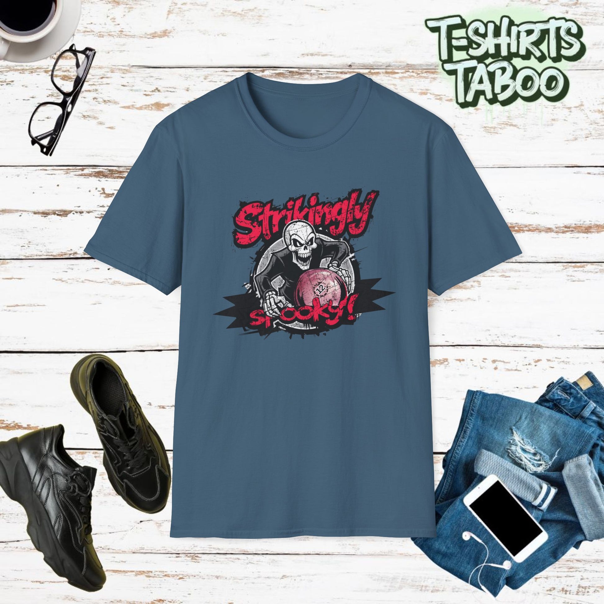 Bowling Shirt| Halloween Shirts Add a touch of spooky fun to your wardrobe with our "Strikingly Spooky" Skeleton Halloween Shirts. Perfect  tee for the spooky season