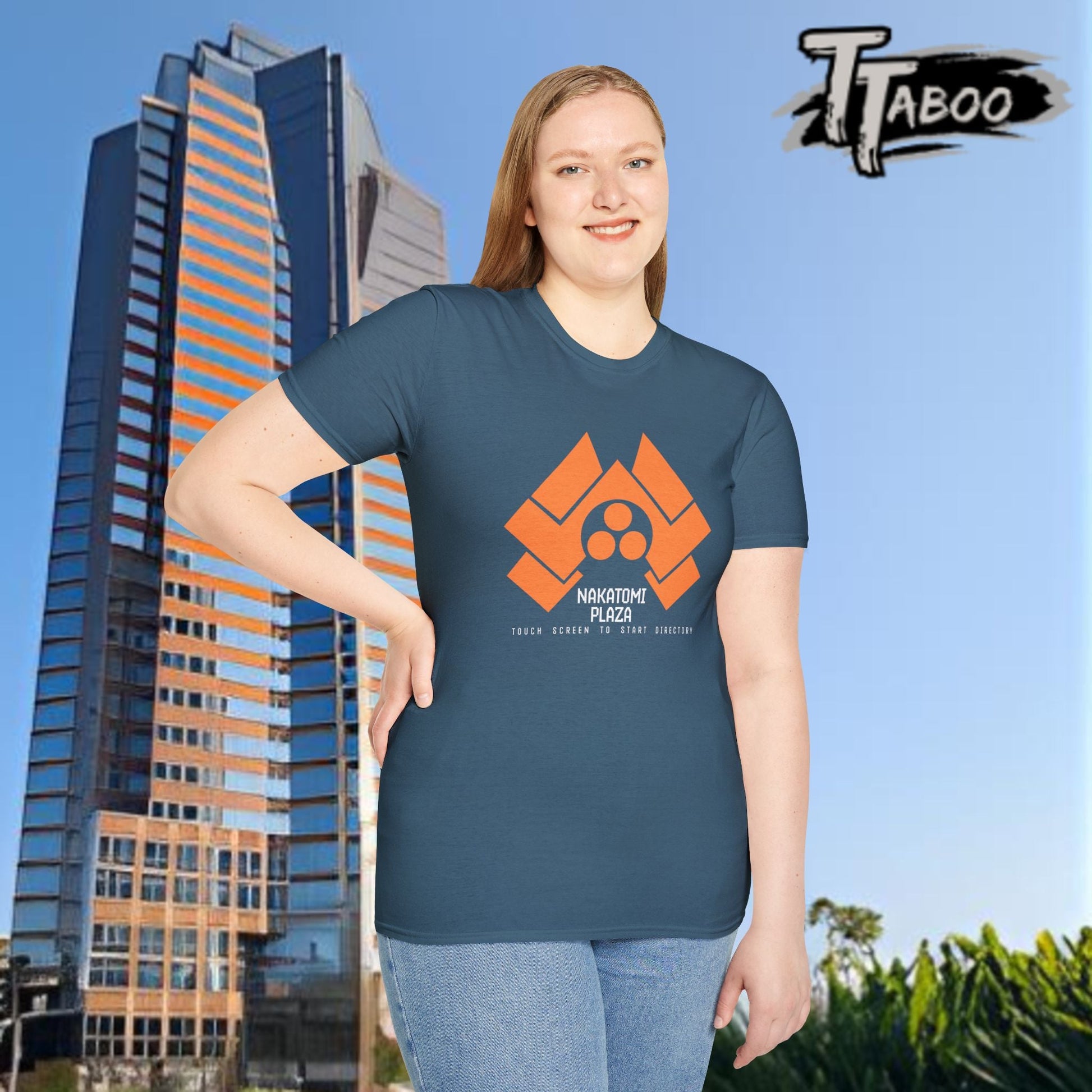 Step into the action of Die Hard with our Nakatomi Plaza Die Hard T Shirt, inspired by the iconic moment when John McClane first arrives at Nakatomi Plaza.