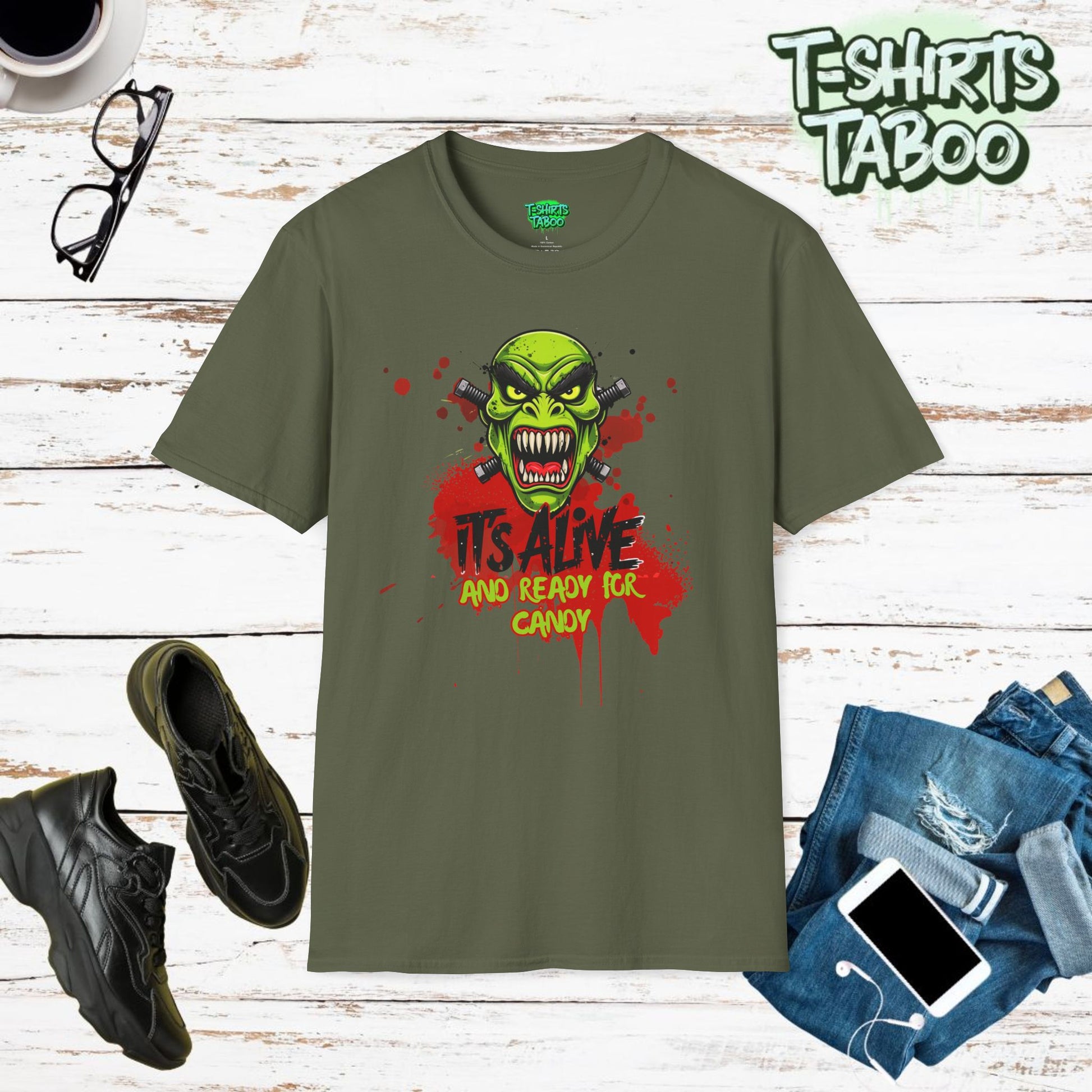 Halloween Shirts | Green Monster Shirt |  Party Shirt | Horror Shirts Unleash your wild side with our Halloween shirts. This tee is featuring a fierce Green Monster.