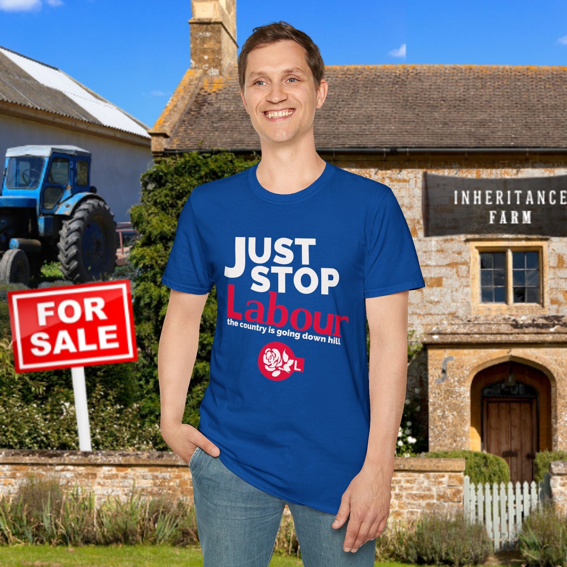 Farmers Protest - UK labour party inheritance tax! show your support with the Just Stop Labour T-shirt. Nigel Farage Reform UK is needed now! Get Labour out of powe