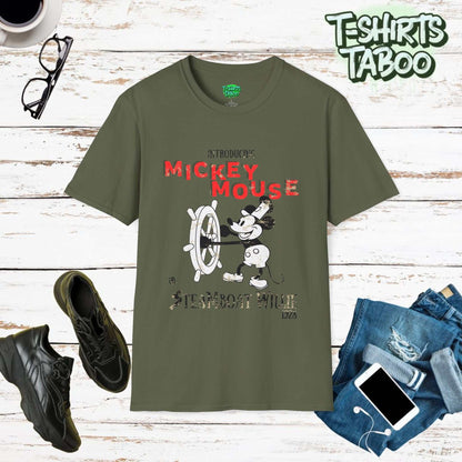 Celebrate Mickey Mouse's debut with our classic Steamboat Willie 1928 t-shirt. Vintage design, unmatched comfort, and ethically made for all Mickey fans old and new.