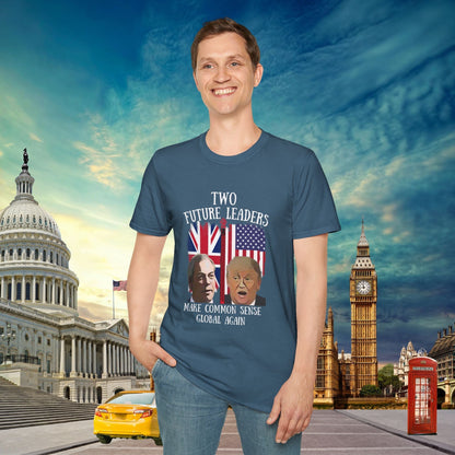 This powerful double-sided political statement t-shirt features thought-provoking messages on front and back. Our Trump shirts combines British and American politics