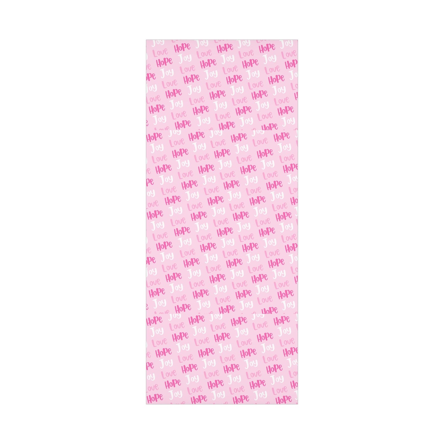 Make your holiday season sparkle with this vibrant pink Christmas wrapping paper roll! Designed with the festive faith words Joy, Love, and Hope in bright,  Avalilable in 3 sizes - 30 x 20 inch 30 x 72 inch and 30 x 144 inch