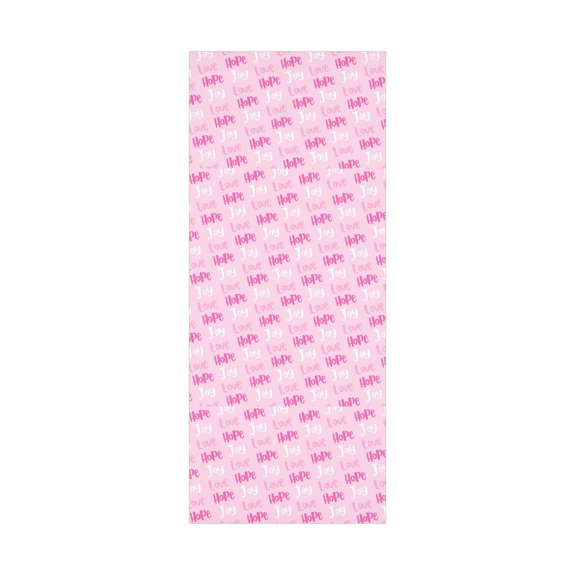 Make your holiday season sparkle with this vibrant pink Christmas wrapping paper roll! Designed with the festive faith words Joy, Love, and Hope in bright,  Avalilable in 3 sizes - 30 x 20 inch 30 x 72 inch and 30 x 144 inch