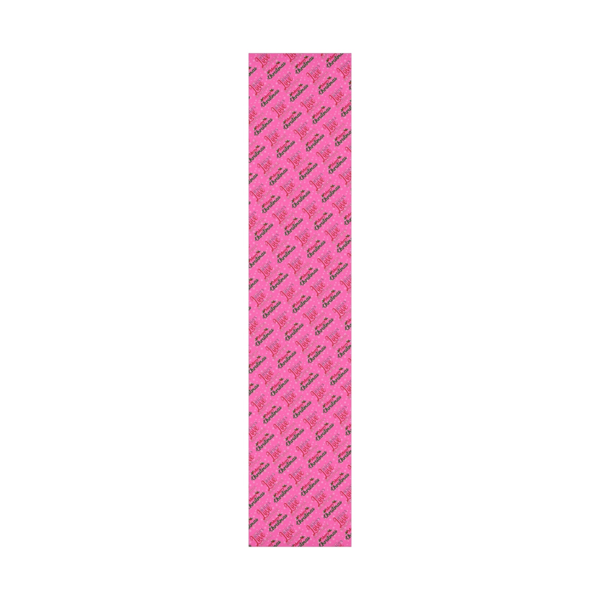 Make your holiday season sparkle with this vibrant pink Christmas wrapping paper roll! With festive words "Jesus's Love is Beautiful Merry Christmas Merry Christmas" Avalilable in 3 sizes - 30 x 20 inch 30 x 72 inch and 30 x 144 inch